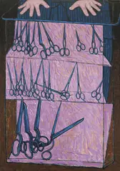 John Brack, The Scissors Shop 1963, 1963, oil on canvas