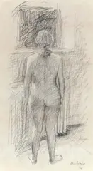 Standing Nude 1965 by John Brack, 1965, conté on paper, sold Dec 2012