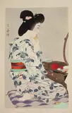 Torii Kotondo, In a Light Summer Kimono with Irises 1932, 1932, woodblock