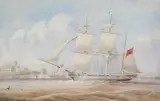 Frederick Garling, A British One Decker off Government House, Sydney, watercolour on paper