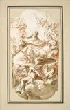 Giovanni Antonio Pellegrini, Christ in Glory, pen, ink wash and chalk on paper