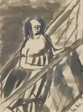 Joy Hester, Woman at Handrail 1945, 1945, ink and wash on paper