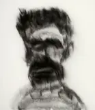 Untitled - Monochrome Head 1983 by Sidney Nolan, 1983, spray enamel on canvas, sold Sep 2012