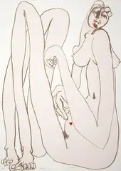 Lipstick 1981 by Brett Whiteley, 1981, colour lithograph, collage and hand colouring, sold Sep 2012