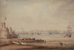Frederick Garling, A View of Sydney Cove, New South Wales c1840, c1840, watercolour and pencil with scratching out on paper