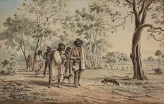 Eugene von Guerard, Aborigines outside Melbourne 1855, 1855, watercolour on paper