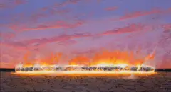 Evening Blaze by Tim Storrier, synthetic polymer paint on linen, sold Sep 2012