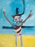 Hanged Crucifix 1979 by Sidney Nolan, 1979, oil and enamel on hardboard, sold Sep 2012