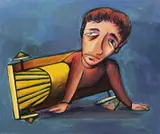 Boy in a Toy Car 1953 by Charles Blackman, 1953, oil on paper on board, offered Sep 2012