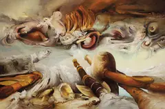 Armed Crater 1987 by James Gleeson, 1987, oil on linen, sold Sep 2012
