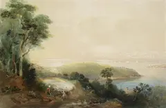 Conrad Martens, View of Sydney from the North Shore 1849, 1849, watercolour heightened with white on paper