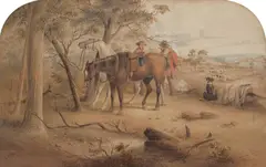 Stockmen on Camping Ground 1854 by S. T. Gill, 1854, watercolour and gum arabic on paper, sold Sep 2012
