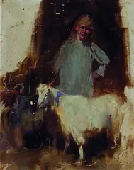 Study for 'A Bush Idyll' c1896 by George Washington Lambert, c1896, oil on canvas on board, sold Sep 2012