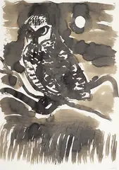 Night Owl 1979 by Brett Whiteley, 1979, ink on paper, sold Sep 2012