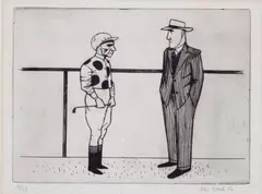John Brack, Jockey and Trainer 1956, 1956, etching