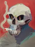 Ben Quilty, Amsterdam Skull with Fag 2005, 2005, oil on canvas