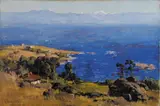 Arthur Streeton, Blue Bay and Olympic Mountains 1923