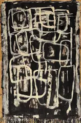 Ian Fairweather, Fascismo 1963, 1963, synthetic polymer paint and gouache on cardboard on hardboard