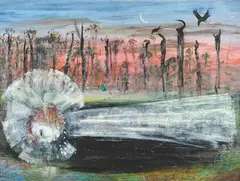 Arthur Boyd, Bride in the Moonlight (Bride Turning into a Windmill) 1960, 1960, oil and tempera on composition board