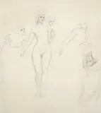 The Curtain 1921 by Norman Lindsay, 1921, pencil on paper, offered Jun 2012