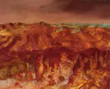 Central Australian Landscape 1953 by Sidney Nolan, 1953, oil on composition board, sold Jun 2012