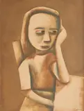 Girl at Table 1955 by Charles Blackman, 1955, oil on paper on board, offered Jun 2012