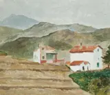 Rupert Bunny, Sketch for 'Vinters' Cottages at Vendres c1926