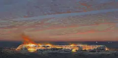 Burning Log, Headlights c2002 by Tim Storrier, c2002, synthetic polymer paint on canvas, sold Mar 2012