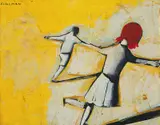 Children Playing c1958-60 by Charles Blackman, c1958-60, oil on board, sold Mar 2012