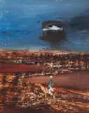 Ned Kelly and Mounted Trooper 1964 by Sidney Nolan, 1964, oil on board, sold Mar 2012