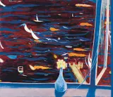 Westerly with Daisies (View of Lavender Bay) 1974 by Brett Whiteley, 1974, oil on composition board, sold Mar 2012