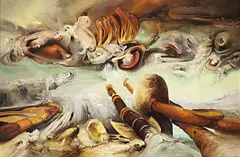Armed Crater 1987 by James Gleeson, 1987, oil on linen, offered Mar 2012