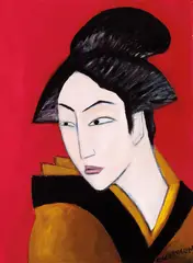 Tokyo Geisha by Robert Dickerson, synthetic polymer paint on canvas, sold Mar 2012