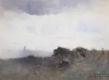 J J Hilder, Distant Town, Parramatta 1914, 1914, watercolour on paper