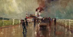 Gerald Fitzgerald, The Manly Jetty 1896, 1896, oil on wood panel
