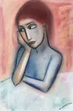 Robert Dickerson, Thoughtful Girl, pastel on paper