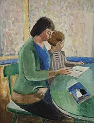 The Reading Lesson 1930 by Roland Wakelin, 1930, oil on composition board, sold Mar 2012