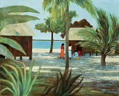 Islanders 1984 by Ray Crooke, 1984, oil on canvas, sold Mar 2012