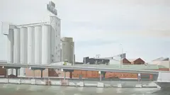 Behind the Silos 1982 by Stephen Bush, 1982, oil on canvas, offered Mar 2012