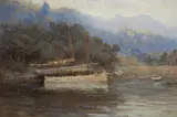 Arthur Boyd Snr, Moored Boats, oil on canvas