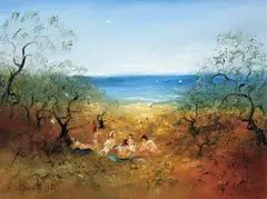 Picnic by the Ocean Beach by David Boyd, oil on masonite, sold Dec 2011