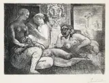 Pablo Picasso, Quatre Femmes nues et T\xE9te sculpt\xE9e, from: La Suite Vollard 1934, 1934, etching and engraving on Montval laid paper
