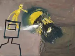 Lost Armour 1979 by Sidney Nolan, 1979, oil on composition board, sold Dec 2011