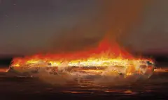 Untitled (Fireline) by Tim Storrier, oil on canvas, sold Dec 2011