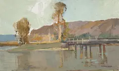 The Jetty by Sydney Long, oil on board, sold Dec 2011
