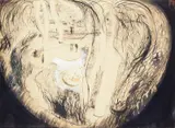 Brett Whiteley, Tangier Postcard 1967, 1967, ink and bodycolour on paper on canvas