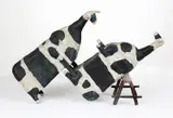 Two Cows on a Trestle 1996 by John Kelly, 1996, oil on bronze, offered Dec 2011