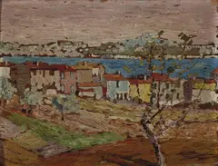Arthur Baker-Clack, Abstract Harbour Scene 1922, 1922, oil on board