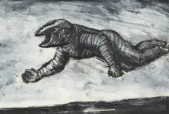Mythological Figure by Peter Booth, pastel and charcoal on paper, sold Dec 2011