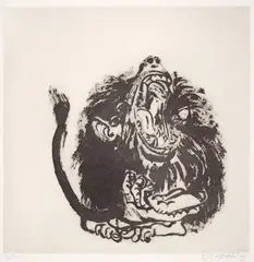 Young Baboon 1977 by Brett Whiteley, 1977, sugarlift aquatint, sold Dec 2011